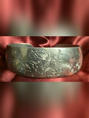 Kirk Stieff Chrysanthemum Engraved Cuff Bracelet